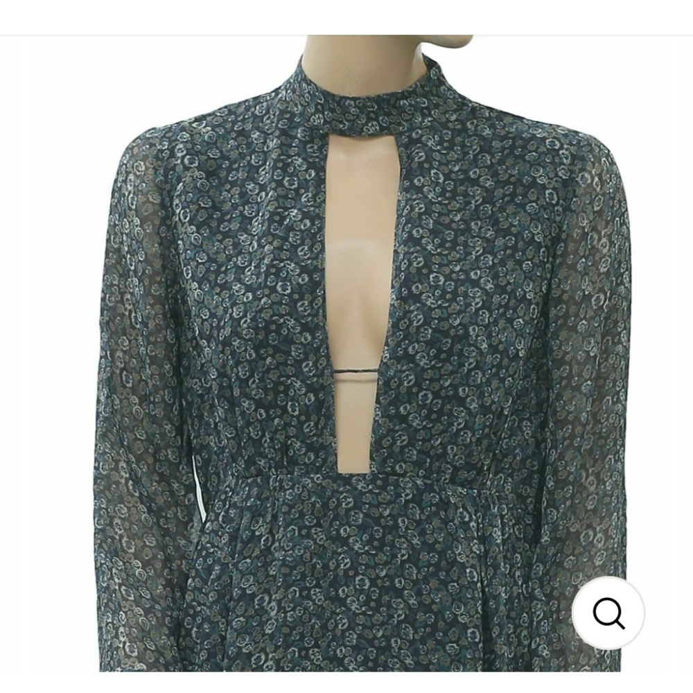 Free People blue floral printed tunic mini dress - Picture 5 of 6